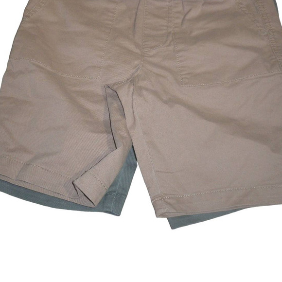 Boys 2-Pk Size 6/7 Woven Shorts, Green Midnight & Stone Khaki w/ Elastic Waist - Picture 4 of 8